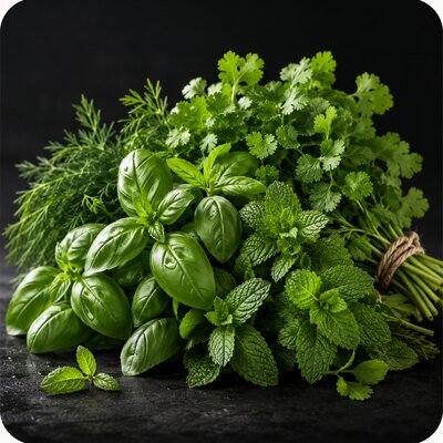 Bunches of fresh herbs